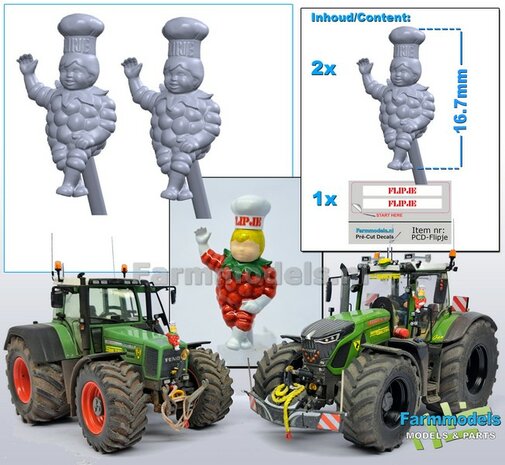 2x FLIPJE pop 16.7mm + 2x Pr&eacute;-Cut Decal FLIPJE Rood/Wit   Materiaal RESIN  Super Gedetailleerd BLANK geleverd 1:32