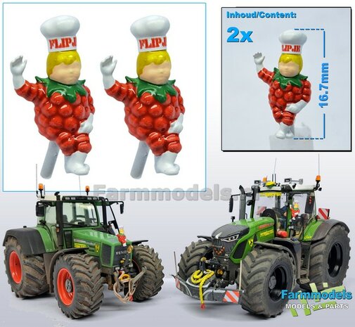 2x FLIPJE pop 16.7mm  Super Gedetailleerd Resin, Handgeschilderd geleverd op kleur 1:32