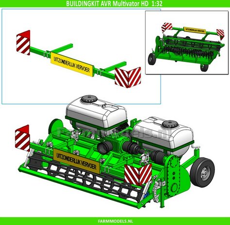 BOUWKIT: VERLICHTINGSBALK t.b.v. AVR MULTIVATOR HD frontfrees incl. Pr&eacute;-Cut decals  LET OP: BLANK geleverd, zelf in kleur zetten 1:32  LEVERBAAR BEGIN NOVEMBER 2025