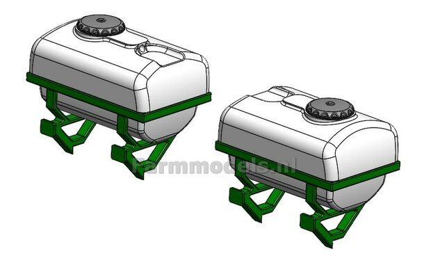 BOUWKIT: 2x VLOEISTOF TANKS met MONTAGE FRAMES t.b.v. AVR MULTIVATOR HD frontfrees  LET OP: BLANK geleverd, zelf in kleur zetten 1:32  LEVERBAAR BEGIN NOVEMBER 2025