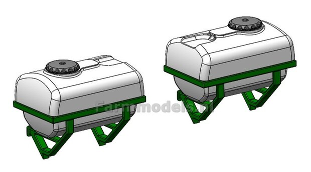 BOUWKIT: 2x VLOEISTOF TANKS met MONTAGE FRAMES t.b.v. AVR MULTIVATOR HD frontfrees  LET OP: BLANK geleverd, zelf in kleur zetten 1:32  LEVERBAAR BEGIN NOVEMBER 2025