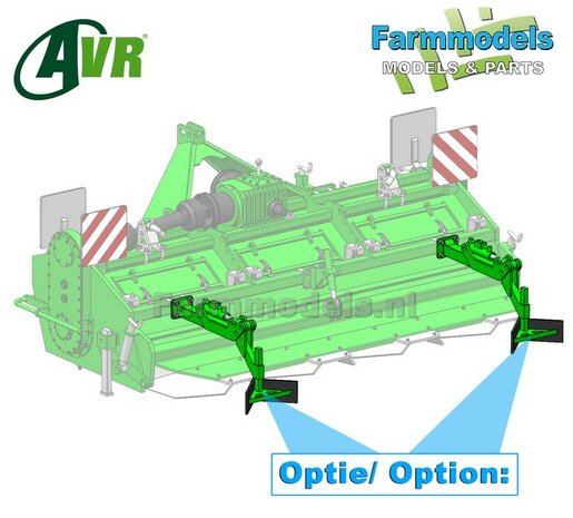 BOUWKIT: 2x Opklapbare RIJPADRUIMERS t.b.v. AVR GE-Force HD 4 x 75 cm Rijenfrees LET OP: BLANK geleverd, zelf in kleur zetten 1:32  LEVERBAAR BEGIN NOVEMBER 2025