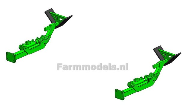 BOUWKIT: 2x Opklapbare RIJPADRUIMERS t.b.v. AVR GE-Force HD 4 x 75 cm Rijenfrees LET OP: BLANK geleverd, zelf in kleur zetten 1:32  LEVERBAAR BEGIN NOVEMBER 2025