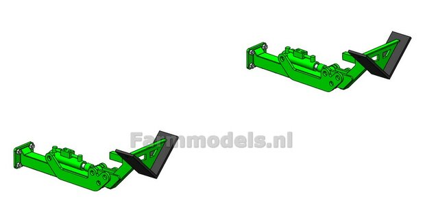 BOUWKIT: 2x Opklapbare RIJPADRUIMERS t.b.v. AVR GE-Force HD 4 x 75 cm Rijenfrees LET OP: BLANK geleverd, zelf in kleur zetten 1:32  LEVERBAAR BEGIN NOVEMBER 2025
