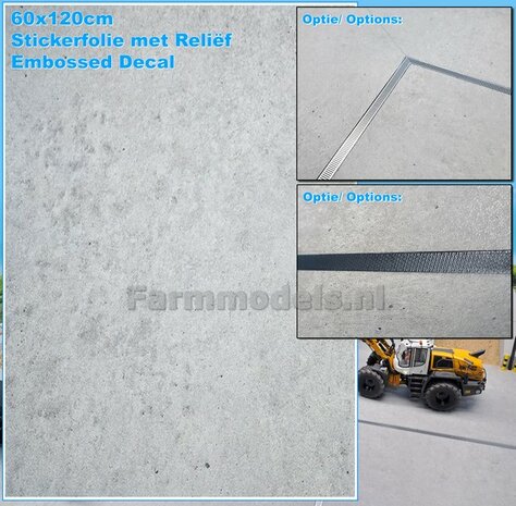 60 x 120cm: BETON FOLIE "LIGHT CONCRETE" met ECHT BETON RELI&Euml;F afmeting ruim 60cm x 120cm 1:32 