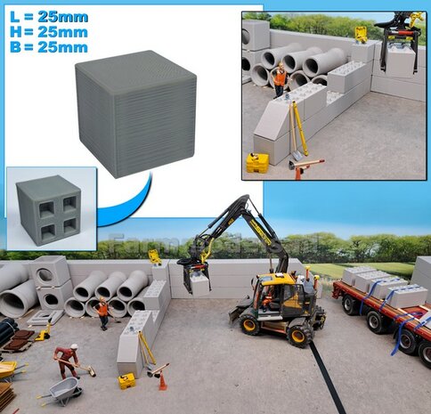 1x STAPELBLOK 2x2 VLAK   Afmeting blok: 25 x 25 x 25mm   Materiaal GRIJS KUNSTSTOF, BLANK Geleverd  1:32    