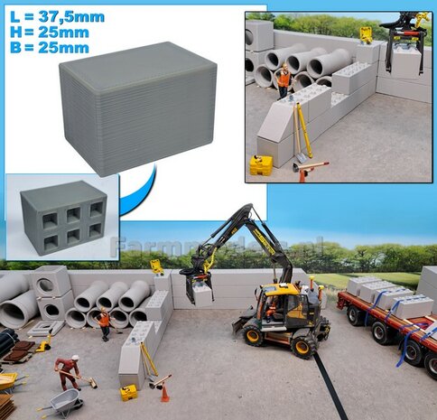 1x STAPELBLOK 3x2 VLAK   Afmeting blok: 37.5 x 25 x 25mm   Materiaal GRIJS KUNSTSTOF, BLANK Geleverd  1:32    