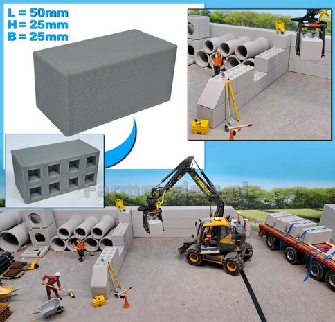 1x STAPELBLOK 4x2 VLAK   Afmeting blok: 50 x 25 x 25mm   Materiaal GRIJS KUNSTSTOF, BLANK Geleverd  1:32    