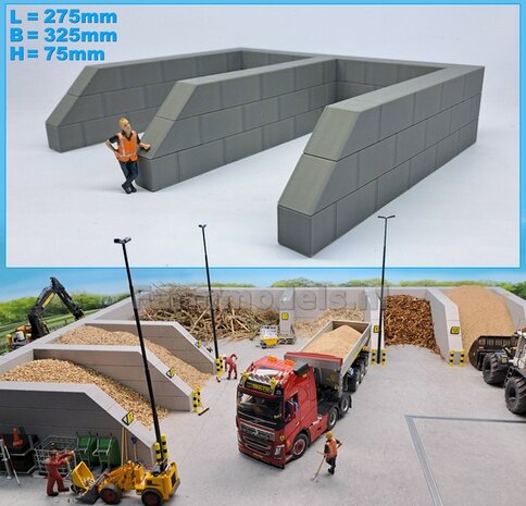 SILO DUBBEL STAPELBLOKKEN  Afmeting: 275 x 325 x 75mm   Materiaal GRIJS KUNSTSTOF, BLANK Geleverd  1:32    