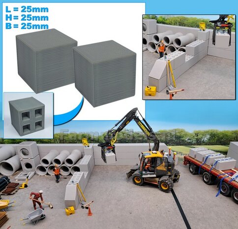 2x STAPELBLOK 2x2 VLAK   Afmeting blok: 25 x 25 x 25mm   Materiaal GRIJS KUNSTSTOF, BLANK Geleverd  1:32    