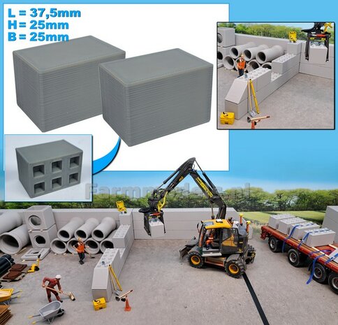 2x STAPELBLOK 3x2 VLAK   Afmeting blok: 37.5 x 25 x 25mm   Materiaal GRIJS KUNSTSTOF, BLANK Geleverd  1:32    