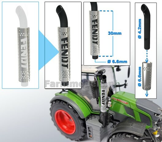 FENDT Beschermkap voor Uitlaat CHROOM gespoten &Oslash; 6,6 mm x 30 mm, geschikt voor uitlaat serie met &Oslash; 4,2 mm   1:32  