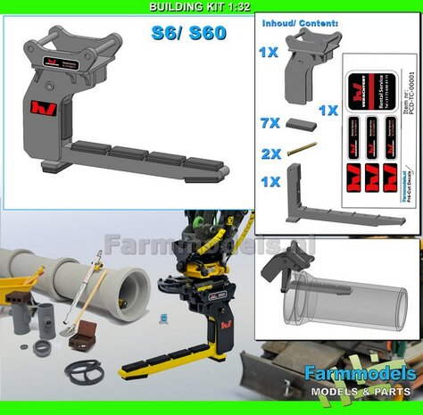 BOUWKIT: VERACHTERT (RIOOL-) BUIZENLEGGER  Beweegbaar met S60 Koppeling. Materiaal: RESIN BLANK incl. Verachtert Pr&eacute;-Cut Stickers geleverd 1:32 