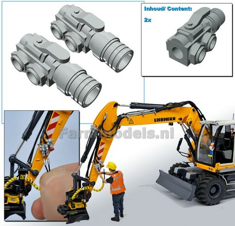 5x HYDRAULIEK &quot;VROUW&quot; met KOGELKRAAN ENKEL, stand OPEN  Materiaal RESIN BLANK geleverd  1:32    