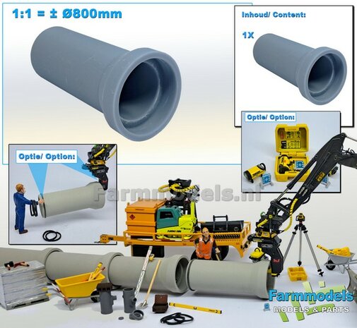 1x RIOOLBUIS  (Binnenmaat 1:1 = &Oslash;800mm)  Materiaal RESIN, BLANK Geleverd  1:32    