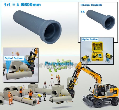 1x RIOOLBUIS  (Binnenmaat 1:1 = &Oslash;500mm)  Materiaal RESIN, BLANK Geleverd  1:32    