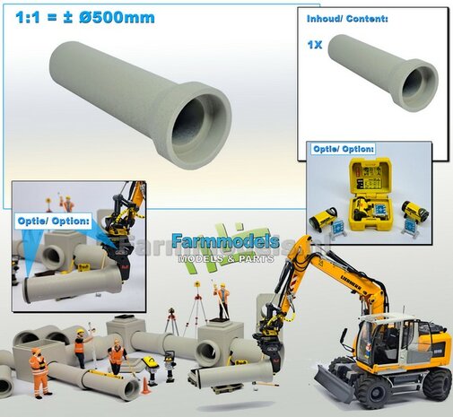 1x RIOOLBUIS  BETONLOOK (Binnenmaat 1:1 = &Oslash;500mm)  Materiaal Resin in BETONLOOK/ CONCRETE Gespoten geleverd  1:32    