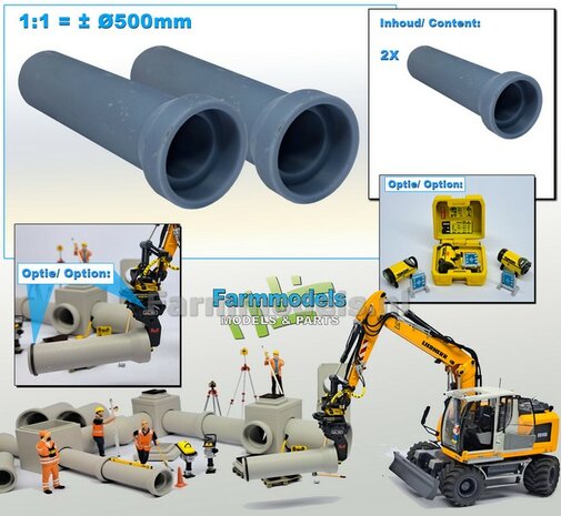 2x RIOOLBUIS  (Binnenmaat 1:1 = &Oslash;500mm)  Materiaal RESIN, BLANK Geleverd  1:32    