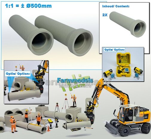 2x RIOOLBUIS  BETONLOOK (Binnenmaat 1:1 = &Oslash;500mm)  Materiaal Resin in BETONLOOK/ CONCRETE Gespoten geleverd  1:32    