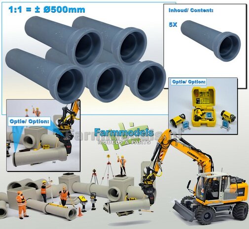 5x RIOOLBUIS  (Binnenmaat 1:1 = &Oslash;500mm)  Materiaal RESIN, BLANK Geleverd  1:32    
