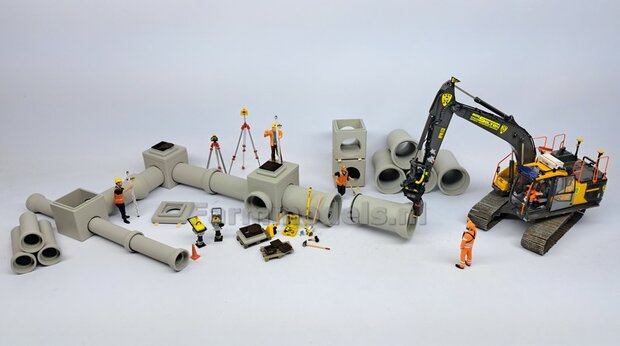 1x RIOOLBUIS BETONLOOK (Binnenmaat 1:1 = &Oslash;1000mm)  Materiaal Resin in BETONLOOK/ CONCRETE Gespoten geleverd  1:32    