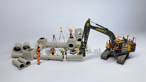 2x RIOOLBUIS BETONLOOK (Binnenmaat 1:1 = &Oslash;1000mm)  Materiaal Resin in BETONLOOK/ CONCRETE Gespoten geleverd  1:32    