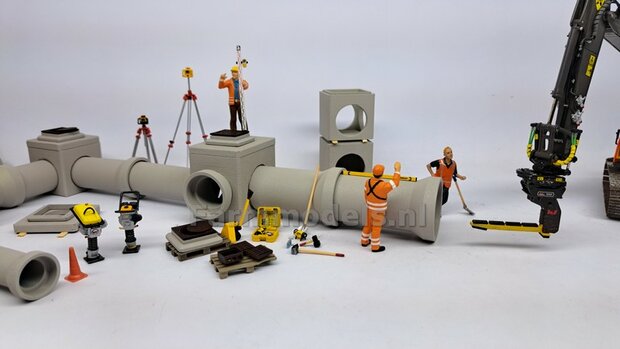 5x RIOOLBUIS BETONLOOK (Binnenmaat 1:1 = &Oslash;1000mm)  Materiaal Resin in BETONLOOK/ CONCRETE Gespoten geleverd  1:32    