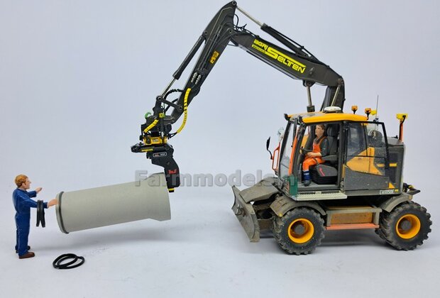 BOUWKIT: VERACHTERT (RIOOL-) BUIZENLEGGER  Beweegbaar met CW30 Koppeling. Materiaal: RESIN BLANK incl. Verachtert Pr&eacute;-Cut Stickers geleverd 1:32 