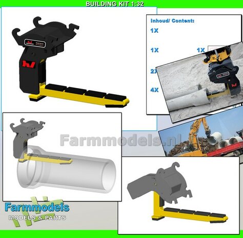 BOUWKIT: VERACHTERT (RIOOL-) BUIZENLEGGER  Beweegbaar met CW30 Koppeling. Materiaal: Resin op KLEUR Gespoten incl. Verachtert Pr&eacute;-Cut Stickers geleverd 1:32 