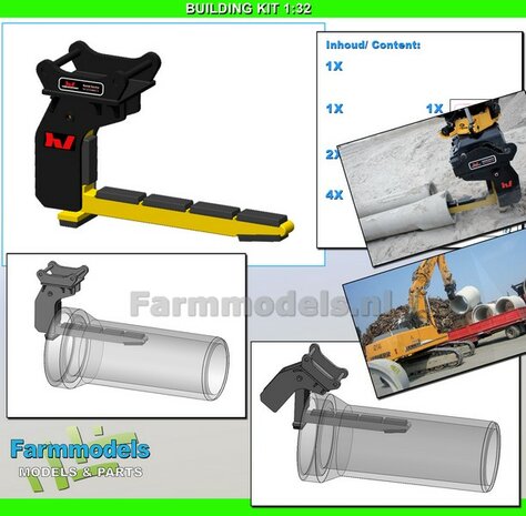 BOUWKIT: VERACHTERT (RIOOL-) BUIZENLEGGER  Beweegbaar met S70 Koppeling. Materiaal: RESIN BLANK incl. Verachtert Pr&eacute;-Cut Stickers geleverd 1:32  V2