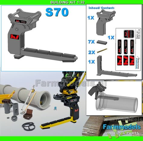 BOUWKIT: VERACHTERT (RIOOL-) BUIZENLEGGER  Beweegbaar met S70 Koppeling. Materiaal: RESIN BLANK incl. Verachtert Pr&eacute;-Cut Stickers geleverd 1:32  V2