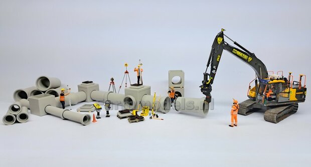 BOUWKIT: VERACHTERT (RIOOL-) BUIZENLEGGER  Beweegbaar met S70 Koppeling. Materiaal: RESIN BLANK incl. Verachtert Pr&eacute;-Cut Stickers geleverd 1:32  V2