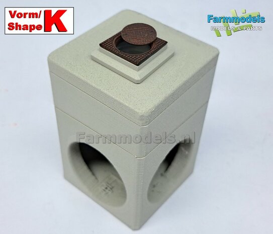 1x PUTAFDEKKING Universeel: BETON kleur AFDEKKING, PUTRAND en PUTDEKSEL in ZWART MATT/ ROEST Materiaal Resin op kleur geleverd 1:32    