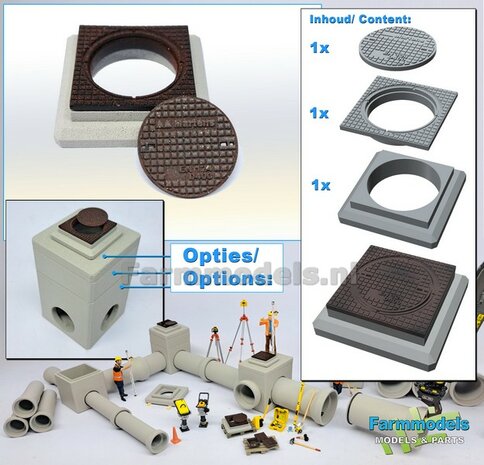 1x PUTAFDEKKING Universeel: (Betonnen) AFDEKKING, PUTRAND en PUTDEKSEL Universeel Materiaal RESIN, BLANK Geleverd  1:32    