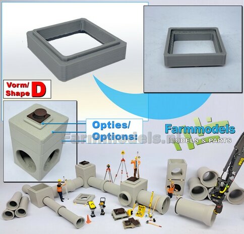 1x STELRING/ OPZETSTUK t.b.v. INSPECTIEPUT VORM K-MM: Vierkante ring : (Betonnen) AFDEKKING Materiaal KUNSTSTOF, BLANK Geleverd  1:32    
