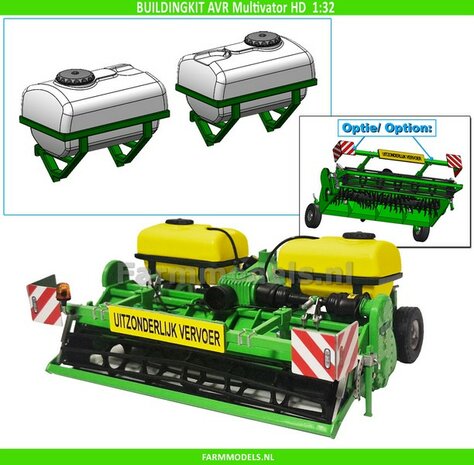 BOUWKIT: 2x VLOEISTOF TANKS met MONTAGE FRAMES t.b.v. AVR MULTIVATOR HD frontfrees  LET OP: BLANK geleverd, zelf in kleur zetten 1:32  LEVERBAAR NOVEMBER 2025