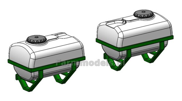BOUWKIT: 2x VLOEISTOF TANKS met MONTAGE FRAMES t.b.v. AVR MULTIVATOR HD frontfrees  LET OP: BLANK geleverd, zelf in kleur zetten 1:32  LEVERBAAR NOVEMBER 2025