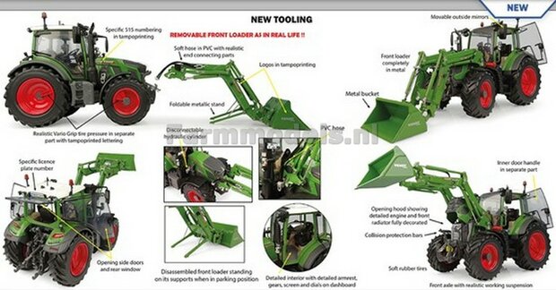 Fendt 515 Vario + afneembare voorlader met bak - 2026 + FREE GIFT VOORRUIT STICKERSET 1:32 Universal Hobbies UH6741    SNEL LEVERBAAR/AVAILABLE SOON  