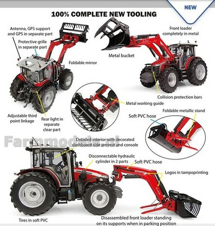 Massey Ferguson 5M.145 met afneembare voorlader - 2025 + FREE GIFT VOORRUIT STICKERSET 1:32 Universal Hobbies UH6784    SNEL LEVERBAAR/AVAILABLE SOON      