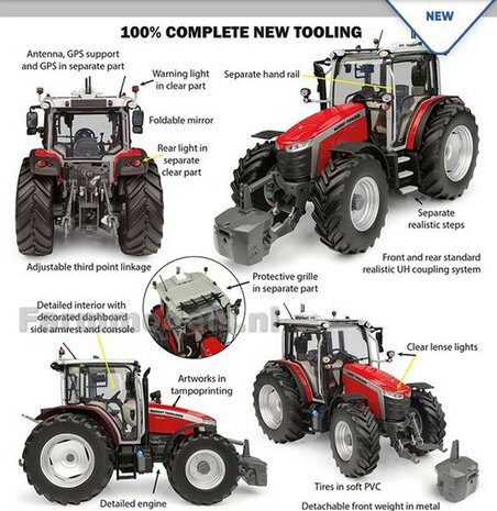 Massey Ferguson 5M.145 + FREE GIFT VOORRUIT STICKERSET 1:32 Universal Hobbies UH6808    SNEL LEVERBAAR/AVAILABLE SOON      