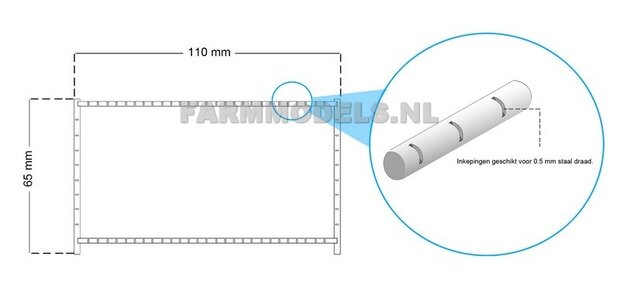 Staaldraad 600 cm t.b.v. 2x Bouwhek 1:32