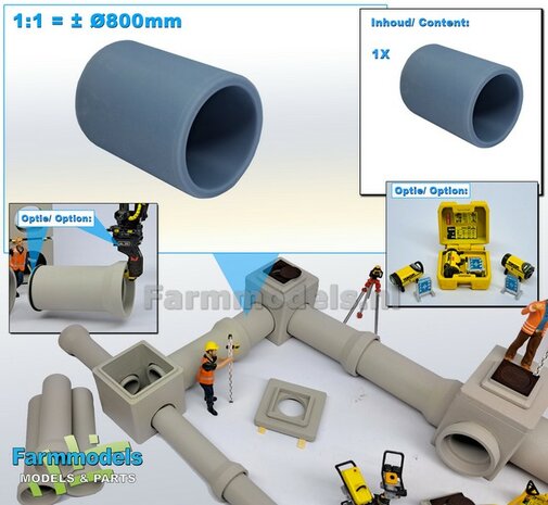 1x MOF RIOOLBUIS  (Binnenmaat 1:1 = &Oslash;800mm) Lengte 40mm  Materiaal RESIN, BLANK Geleverd  1:32    