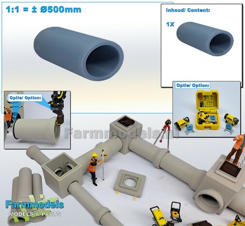 1x MOF RIOOLBUIS  (Binnenmaat 1:1 = &Oslash;500mm) Lengte 40mm  Materiaal RESIN, BLANK Geleverd  1:32    