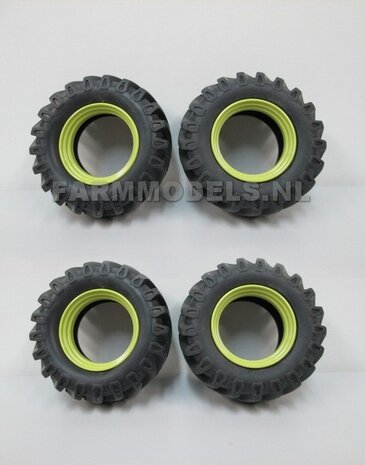 &Oslash; 53.8 mm: 2x MB TRAC 1600 Inlegring/ velgverbreder BLANK geleverd + Brede vooras Banden voor MB trac 1600 1:32           