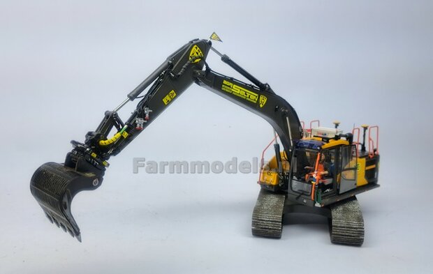 Puinriek HEAVY DUTY met vaste TANDEN 44.8 mm breed Resin ZWART MATT Gespoten geleverd t.b.v. S70 KOPPELING  1:32  