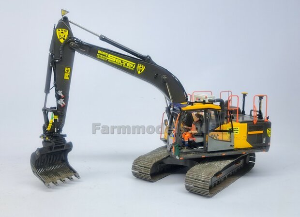 Puinriek HEAVY DUTY met vaste TANDEN 44.8 mm breed Resin ZWART MATT Gespoten geleverd t.b.v. S70 KOPPELING  1:32  