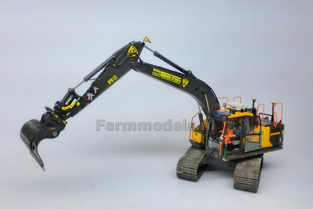 Puinriek HEAVY DUTY met vaste TANDEN 44.8 mm breed Resin ZWART MATT Gespoten geleverd t.b.v. S70 KOPPELING  1:32  