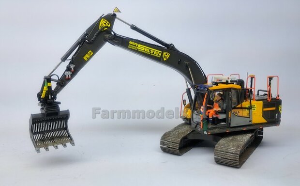 Puinriek HEAVY DUTY met vaste TANDEN 44.8 mm breed Resin ZWART MATT Gespoten geleverd t.b.v. S70 KOPPELING  1:32  