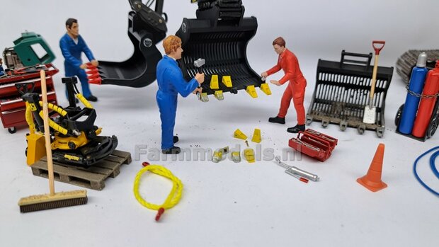 Puinriek HEAVY DUTY ZWART MATT gespoten, vaste TANDEN GEEL 44.8 mm breed Mat. RESIN op KLEUR t.b.v. S70 KOPPELING 1:32  