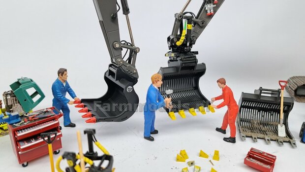 Puinriek HEAVY DUTY ZWART MATT gespoten, vaste TANDEN GEEL 44.8 mm breed Mat. RESIN op KLEUR t.b.v. S70 KOPPELING 1:32  